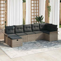 Garten-Sofa-Set mit Kissen mit Speicher 7 pcs Grau Poly Rattan