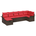 Garten-Sofa-Set mit Kissen mit Speicher 7 pcs Braun Poly Rattan