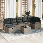 Garten-Sofa-Set mit Kissen mit Speicher 8 pcs Grau Poly Rattan