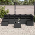 Garten-Sofa-Set mit Kissen 8 pcs Schwarz Poly Rattan