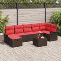 Gartensofa-set mit Kissen mit Speicher 8 pcs Poly Rattan