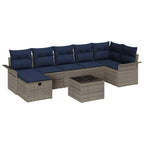 Garten-Sofa-Set mit Kissen mit Speicher 8 pcs Grau Poly Rattan
