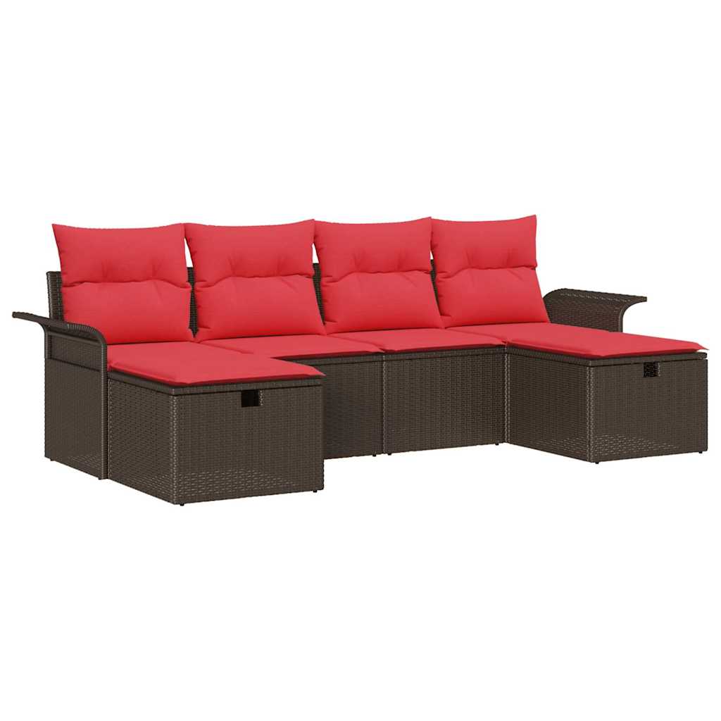 Gartensofa-set mit Kissen mit Speicher 6 pcs Poly Rattan