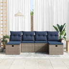 Gartensofa-set mit Kissen mit Speicher 6 pcs Poly Rattan
