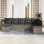 Garten-Sofa-Set mit Kissen mit Speicher 8 pcs Grau Poly Rattan