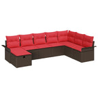 Gartensofa-set mit Kissen mit Speicher 8 pcs Poly Rattan
