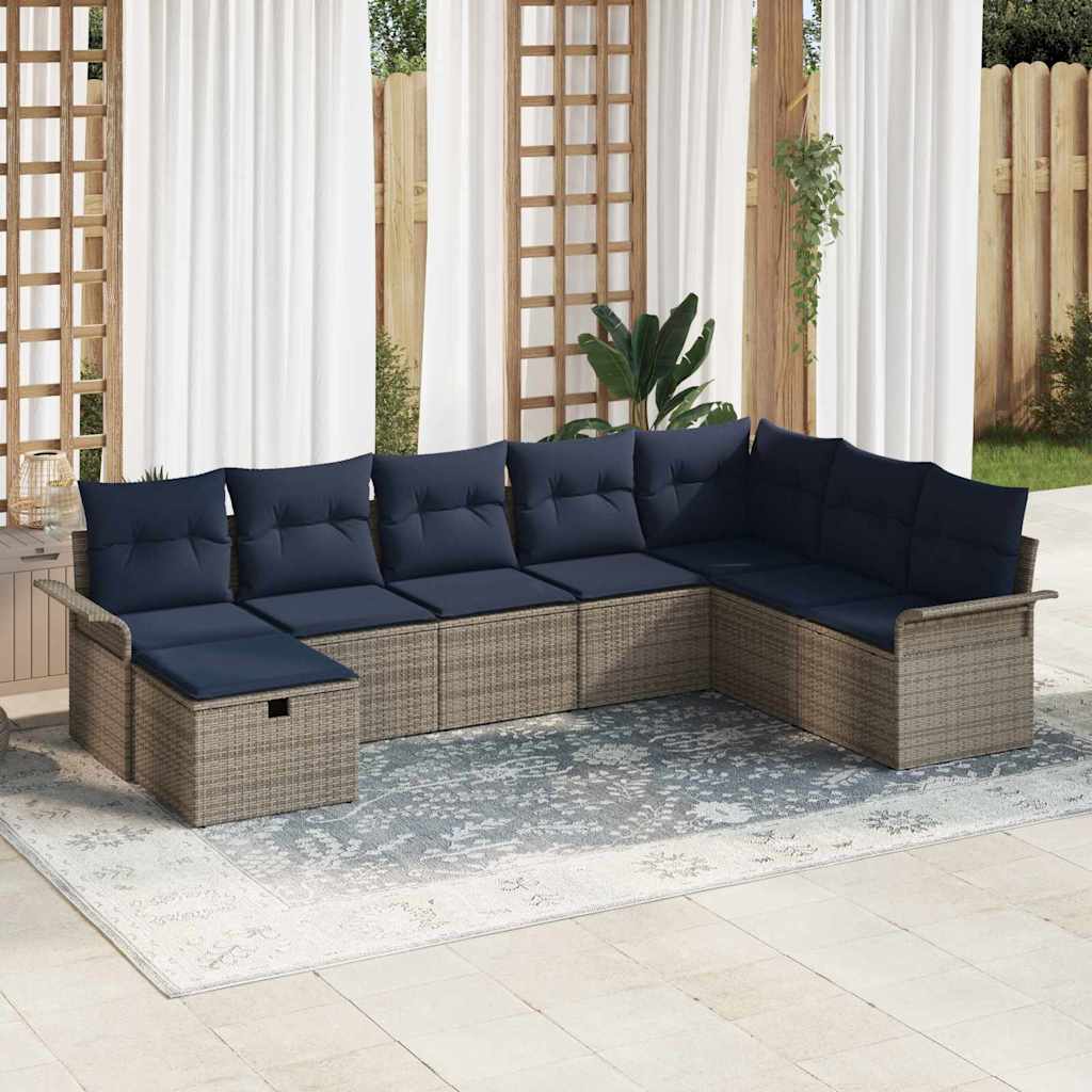 Gartensofa-set mit Kissen mit Speicher 8 pcs Poly Rattan