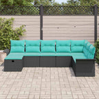 Garten-Sofa-Set mit Kissen 8 pcs Schwarz Poly Rattan