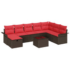 Gartensofa-set mit Kissen mit Speicher 9 pcs Poly Rattan
