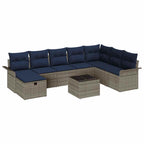 Gartensofa-set mit Kissen mit Speicher 9 pcs Poly Rattan