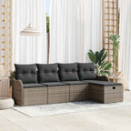 Garten-Sofa-Set mit Kissen mit Speicher 5 pcs Grau Poly Rattan