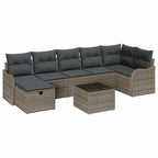 Garten-Sofa-Set mit Kissen mit Speicher 8 pcs Grau Poly Rattan