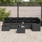 Garten-Sofa-Set mit Kissen 8 pcs Schwarz Poly Rattan