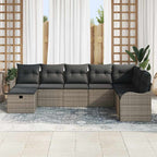 Gartensofa-set mit Kissen mit Speicher 8 pcs Grau Poly-Rattan