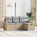Gartensofa-set mit Kissen mit Speicher 4 pcs Beige Poly-Rattan