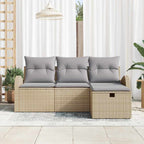 Gartensofa-set mit Kissen mit Speicher 4 pcs Beige Poly-Rattan