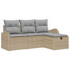 Gartensofa-set mit Kissen mit Speicher 4 pcs Beige Poly-Rattan