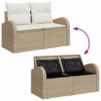 Garten-Sofa-Set mit Kissen mit Speicher 4 pcs Beige Poly Rattan