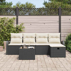 Garten-Sofa-Set mit Kissen 6 pcs Schwarz Poly Rattan