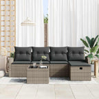 Garten-Sofa-Set mit Kissen mit Speicher 6 pcs Grau Poly Rattan