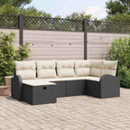 Garten-Sofa-Set mit Kissen 6 pcs Schwarz Poly Rattan