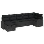 Gartensofa-set mit Kissen 7 pcs Schwarz Poly-Rattan
