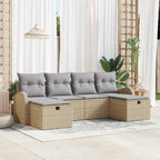 Gartensofa-set mit Kissen mit Speicher 6 pcs Beige Poly-Rattan