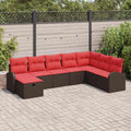 Garten-Sofa-Set mit Kissen mit Speicher 8 pcs Braun Poly Rattan