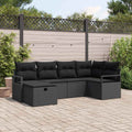 Gartensofa-set mit Kissen 6 pcs Schwarz Poly-Rattan
