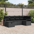 Gartensofa-set mit Kissen 6 pcs Schwarz Poly-Rattan