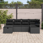 Gartensofa-set mit Kissen 6 pcs Schwarz Poly-Rattan