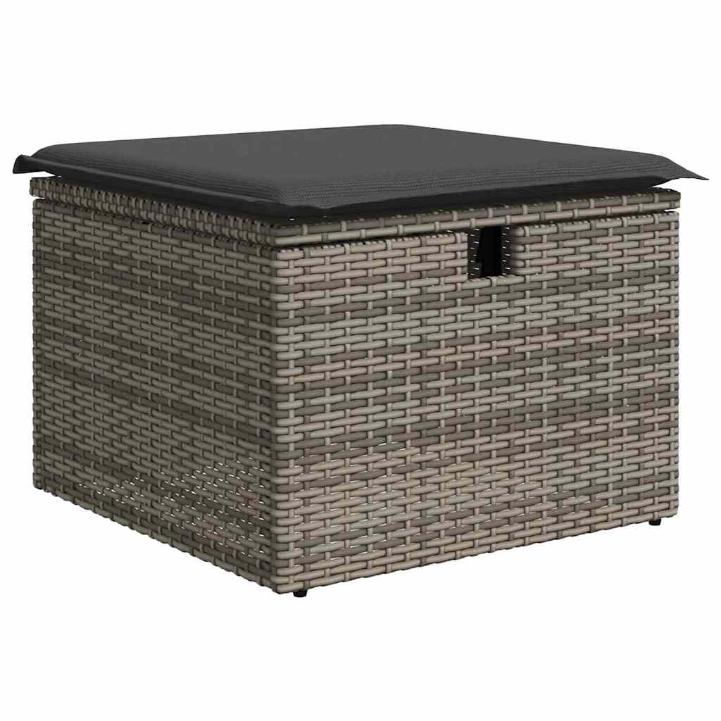 Garten-Sofa-Set mit Kissen mit Speicher 7 pcs Grau Poly Rattan