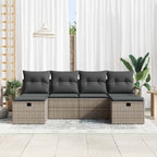 Sofa Set mit Kissen 5 pcs Poly-Rattan
