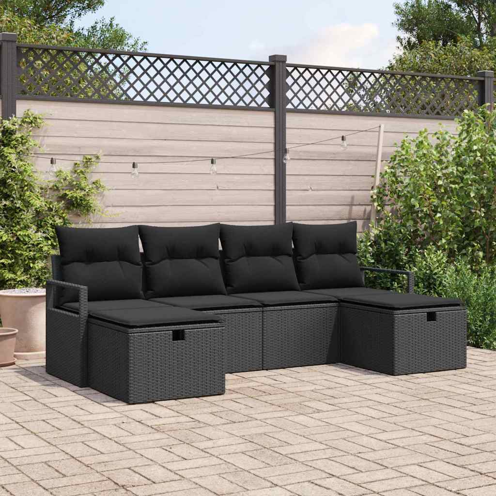 Sofa Set mit Kissen 5 pcs Poly-Rattan
