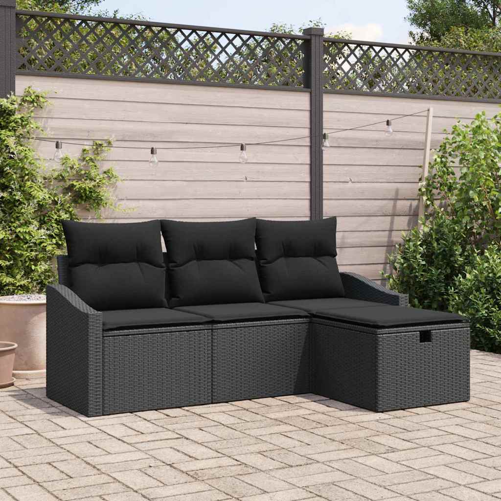 Sofa Set mit Kissen 4 pcs Poly-Rattan