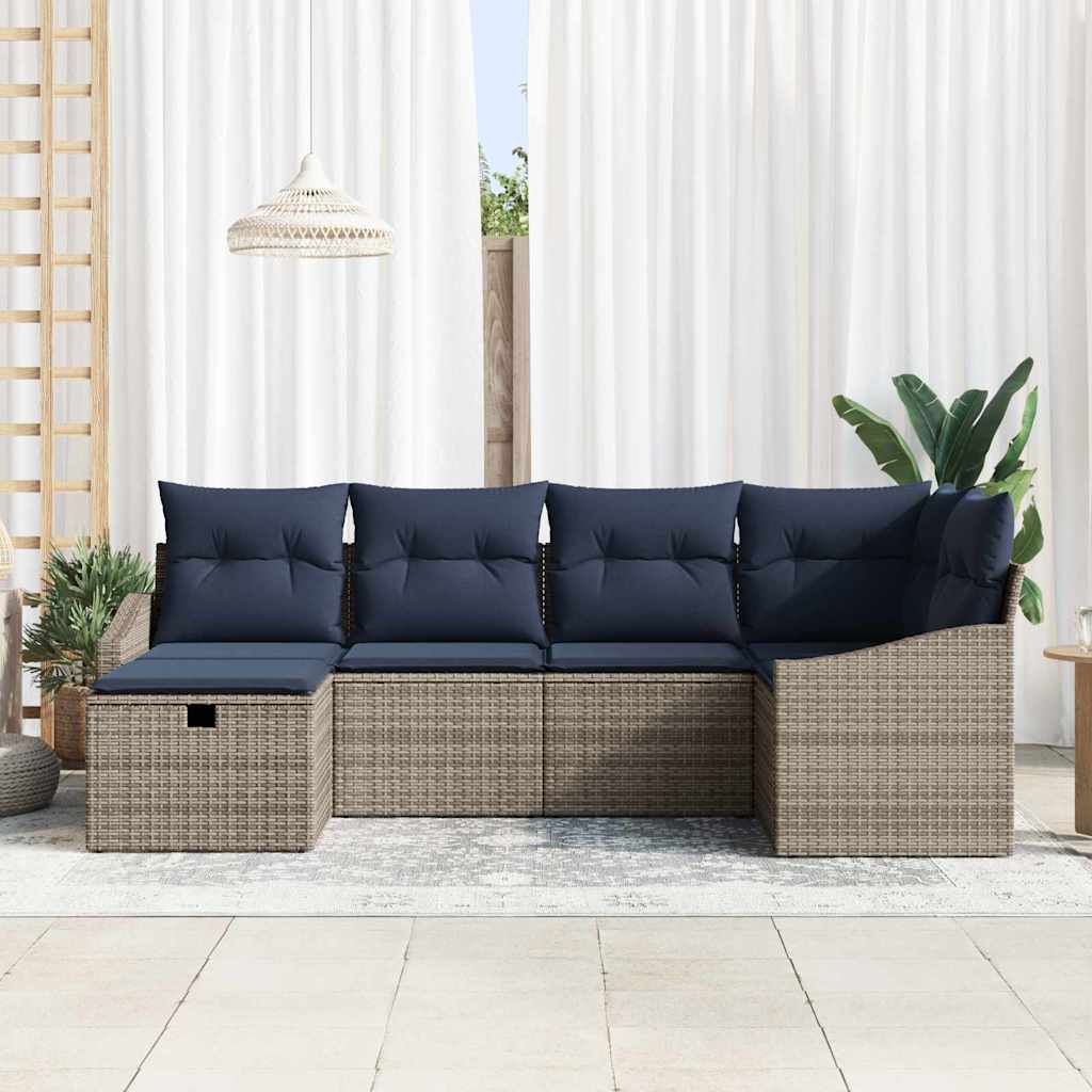 Sofa Set mit Kissen 3 pcs Poly-Rattan
