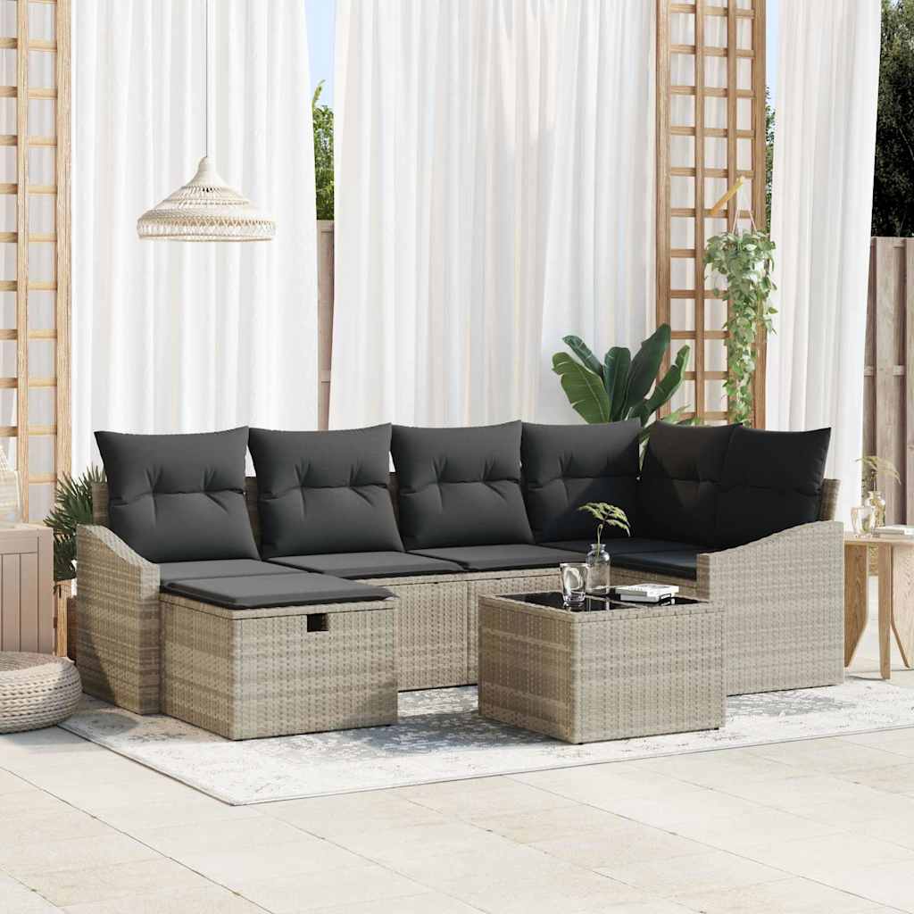 Sofa Set mit Kissen 6 pcs Poly-Rattan