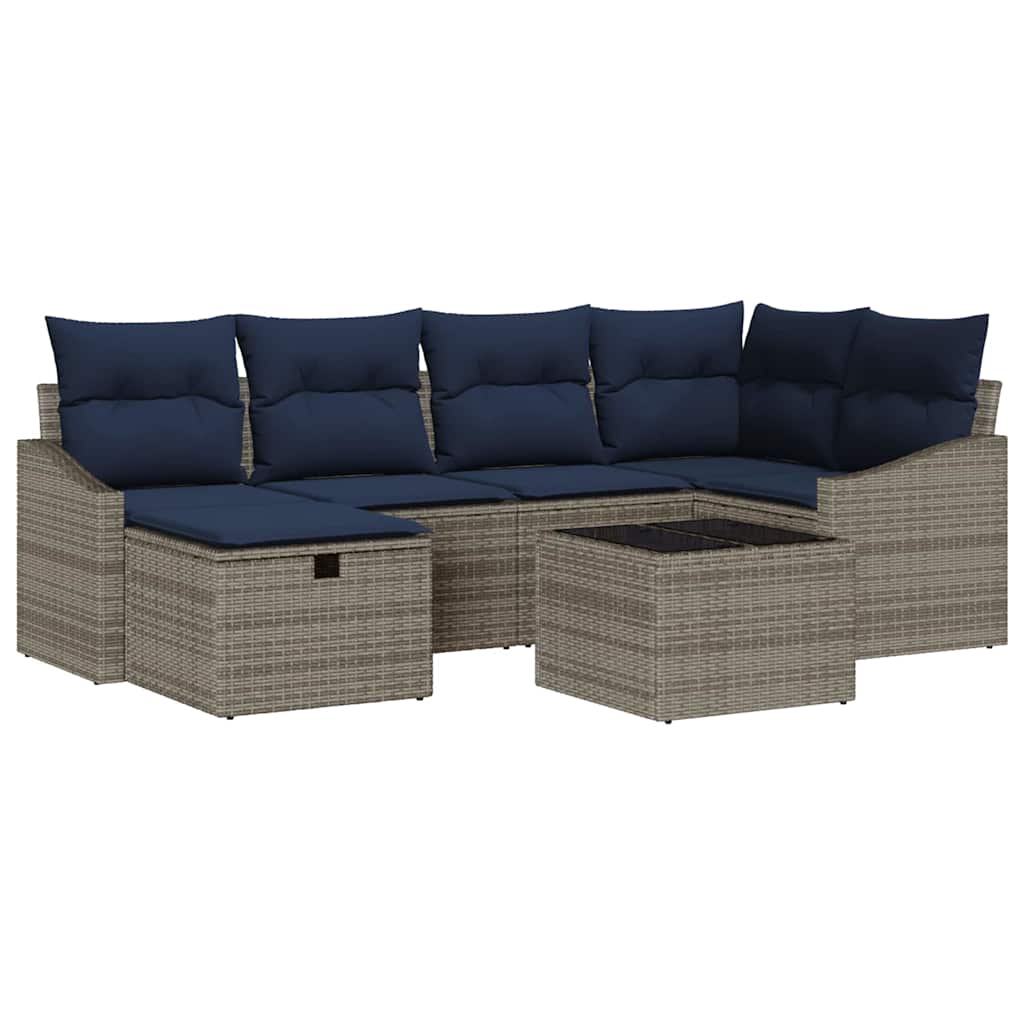 Sofa Set mit Kissen 3 pcs Poly-Rattan