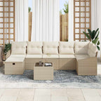 Sofa Set mit Kissen 7 pcs Poly-Rattan