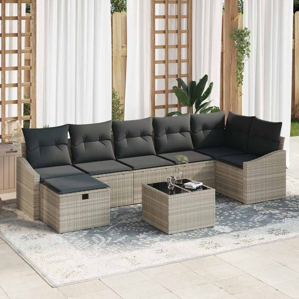 Sofa Set mit Kissen 8 pcs Poly-Rattan