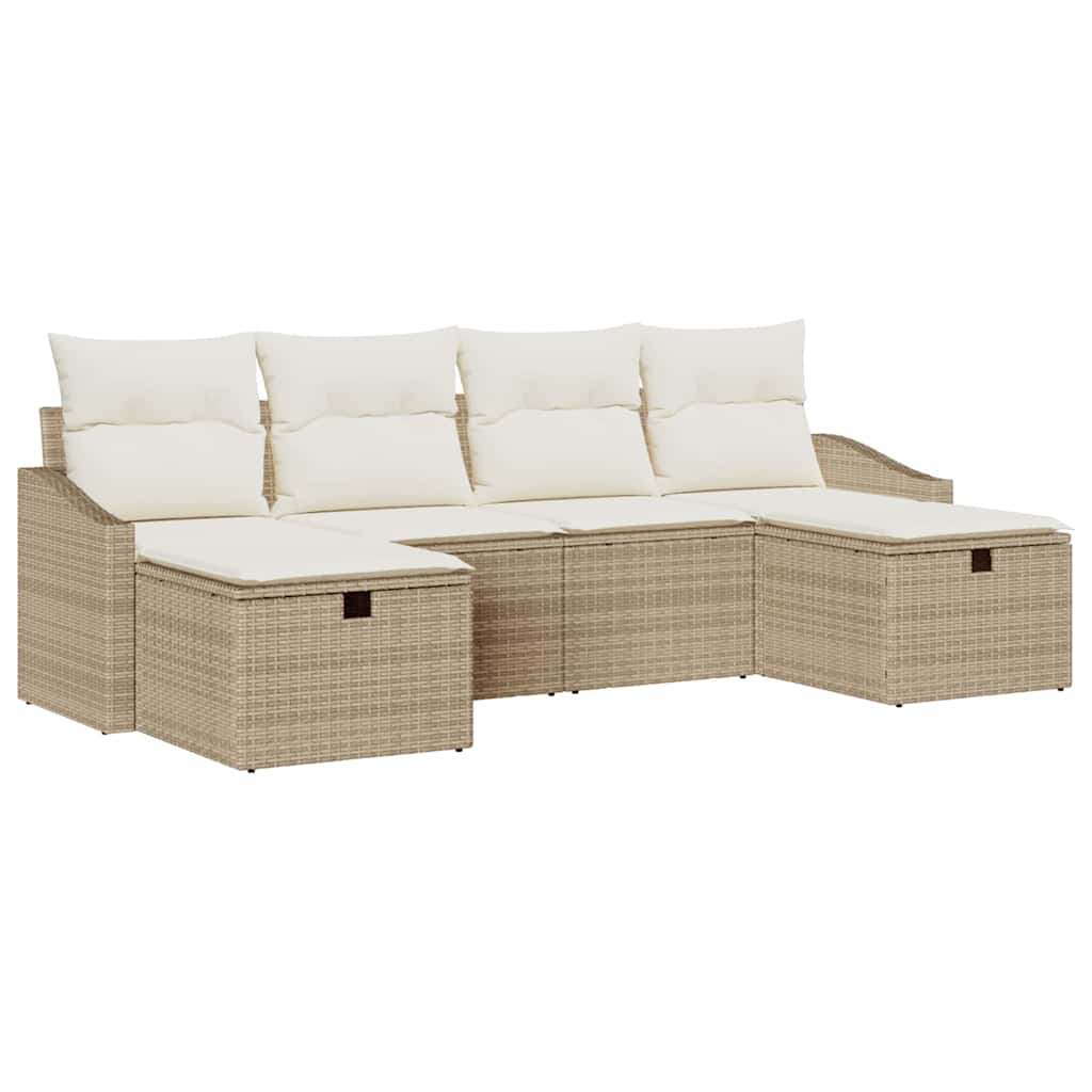 Sofa Set mit Kissen 6 pcs Poly-Rattan