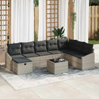 Sofa Set mit Kissen 9 pcs Poly-Rattan