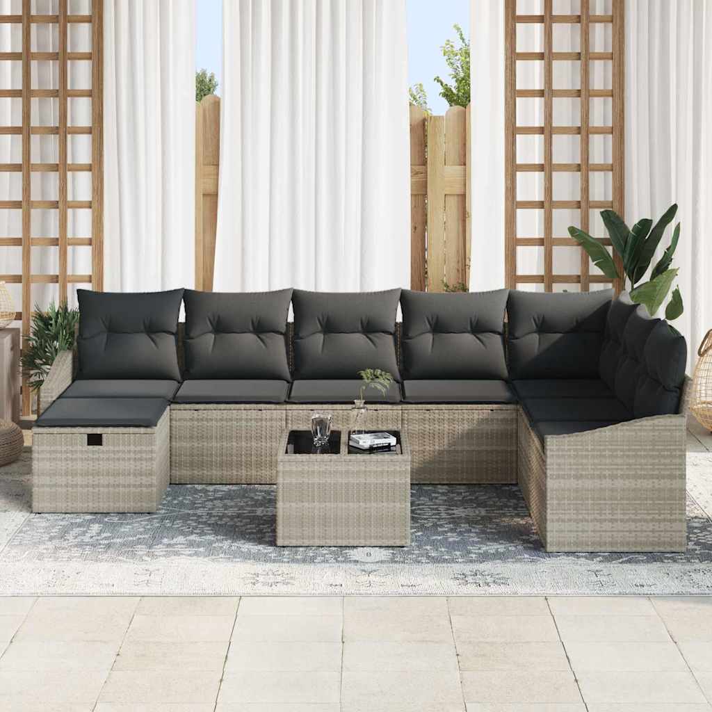 Sofa Set mit Kissen 9 pcs Poly-Rattan