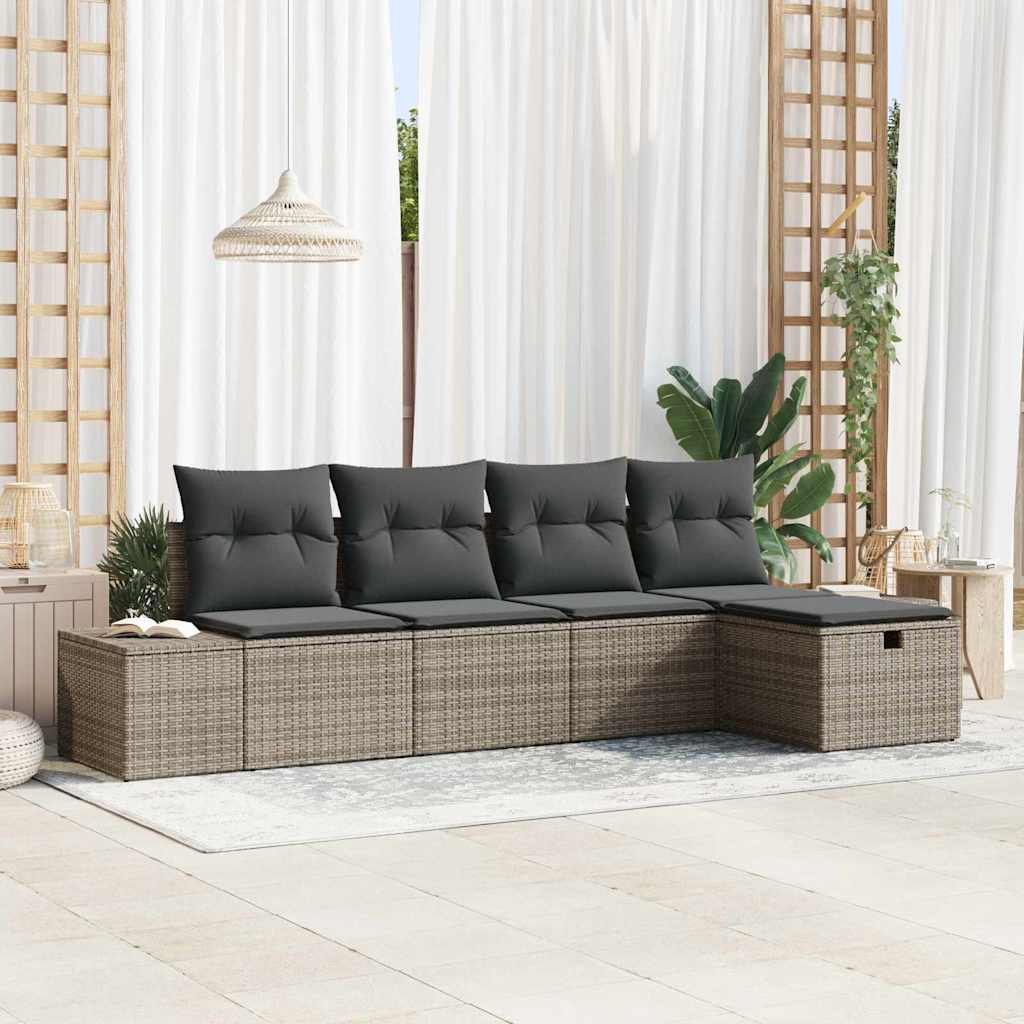 Sofa Set mit Kissen 5 pcs Poly-Rattan