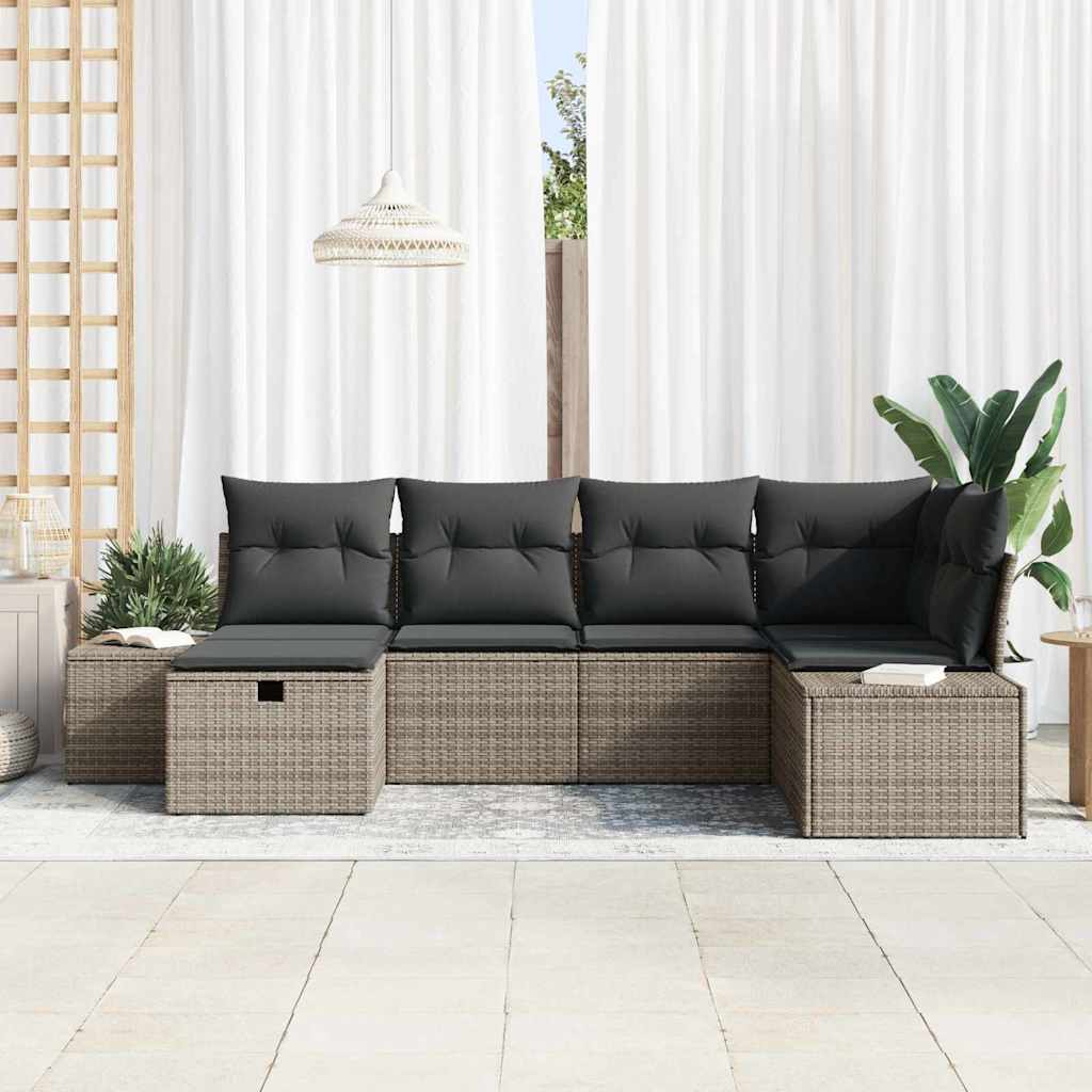 Sofa Set mit Kissen 7 pcs Poly-Rattan