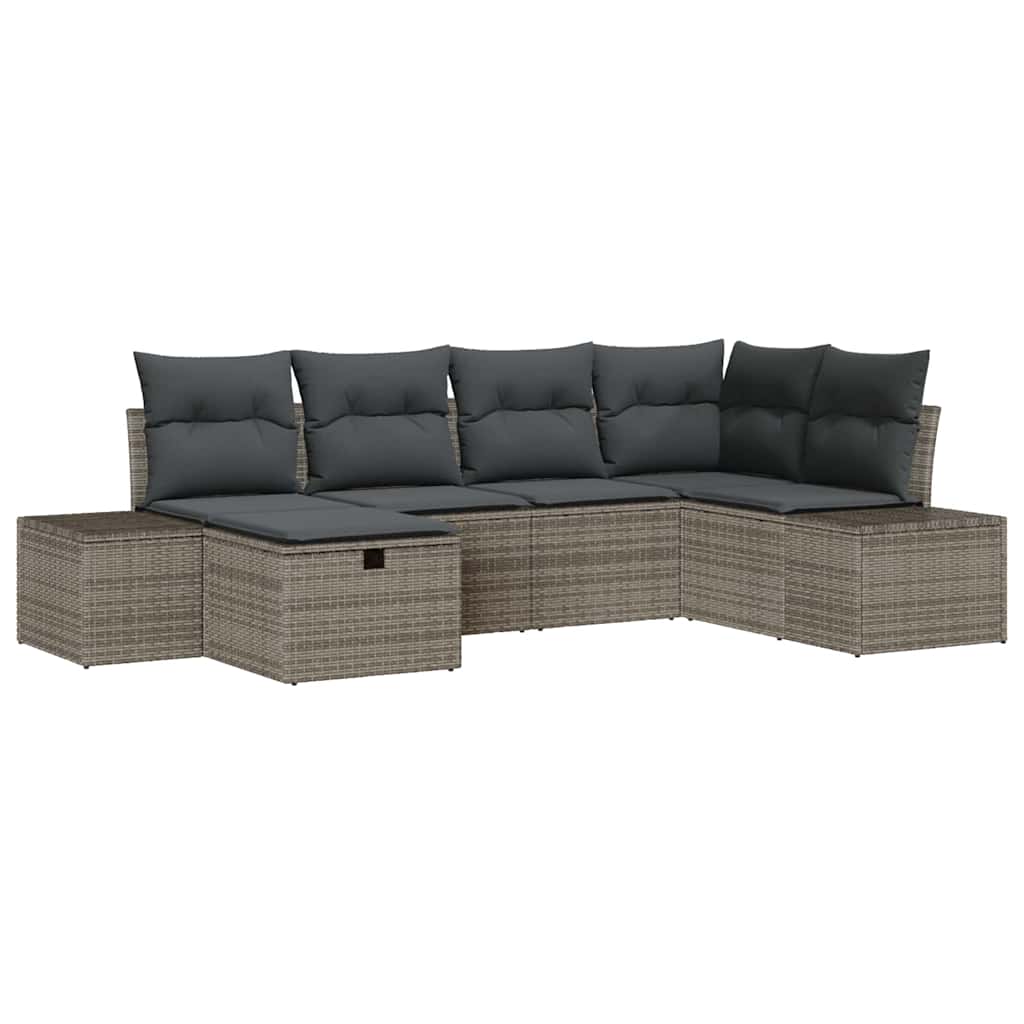 Sofa Set mit Kissen 7 pcs Poly-Rattan