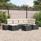 Sofa Set mit Kissen 7 pcs Poly-Rattan