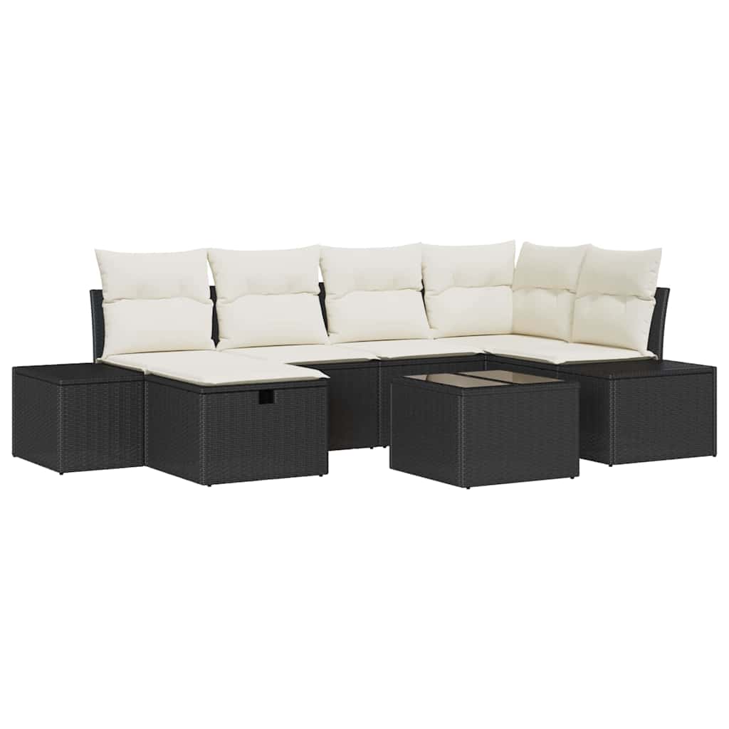 Sofa Set mit Kissen 7 pcs Poly-Rattan