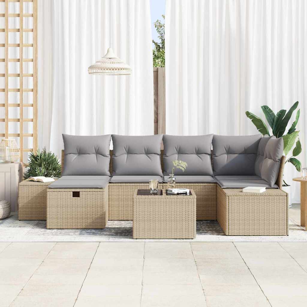 Sofa Set mit Kissen 6 pcs Poly-Rattan