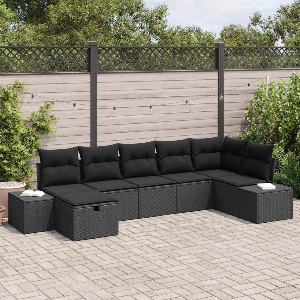 Sofa Set mit Kissen 7 pcs Poly-Rattan